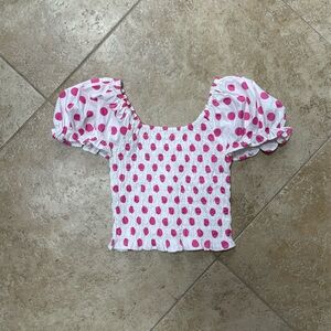 LOVERS and FRIENDS polka dot pink and white top
